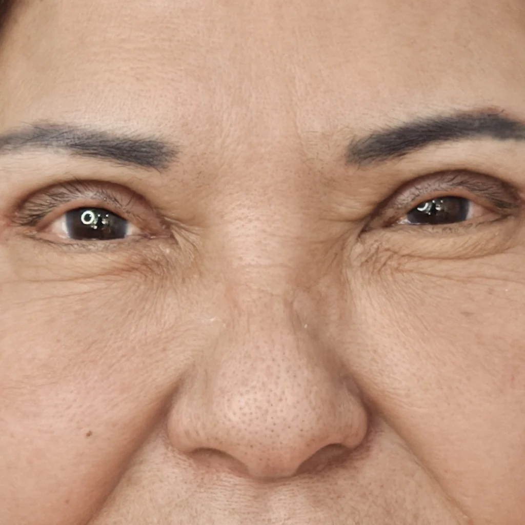 After droopy eyelid correction photo, front view