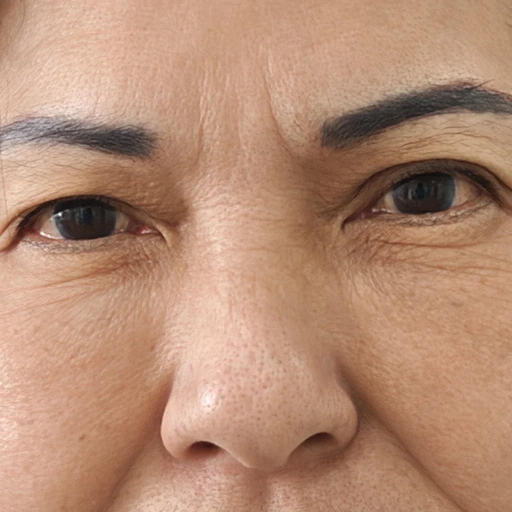 Before droopy eyelid correction photo, front view