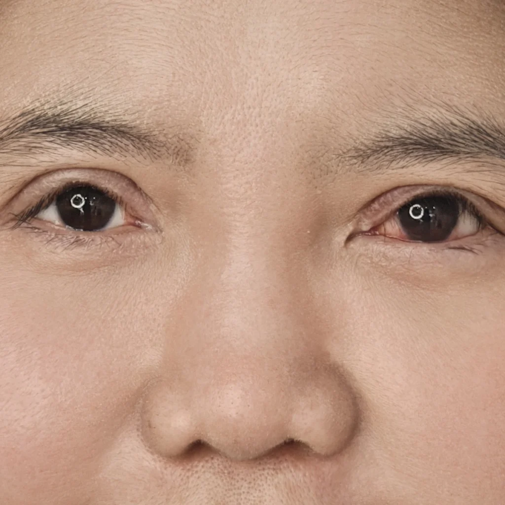 After eyelid muscle weakness correction photo, front view